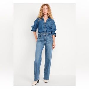 NWT Old Navy Extra High Waisted Wide Leg Jeans Sz 16 Tall, Medium Wash